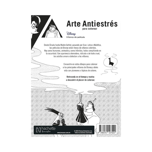 Libro Para Colorear Arte Antiestrés Disney Villanos Mini