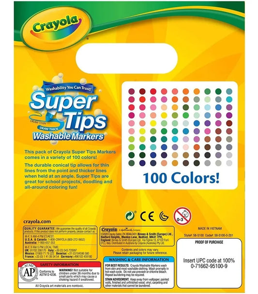 Plumón Crayola Super Tips C/100 Piezas