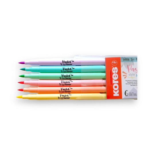 Plumones Kores Brush Pastel C/6 Piezas