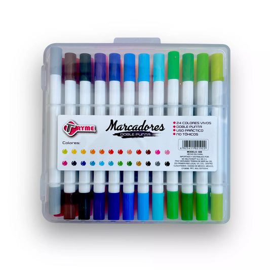 Plumones Tryme Doble punta C/24 Piezas