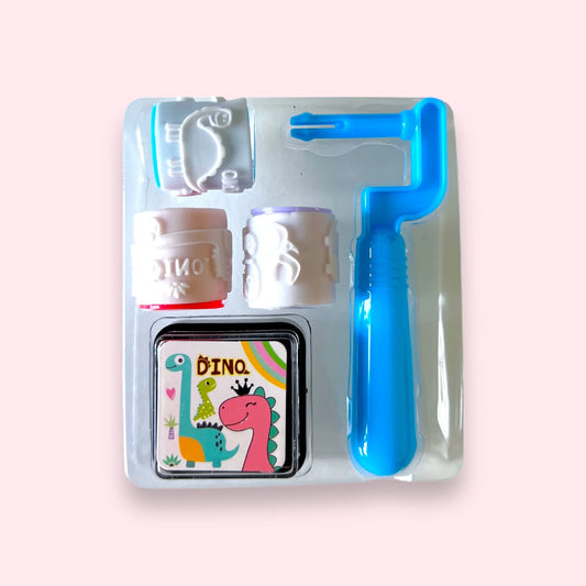 Set de Sellos Mini Dino C/3 Piezas y 1 Tinta