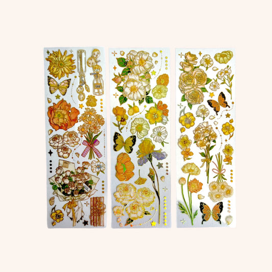 Stickers Dazzling Flowers C/3 Piezas - Flores Amarillas