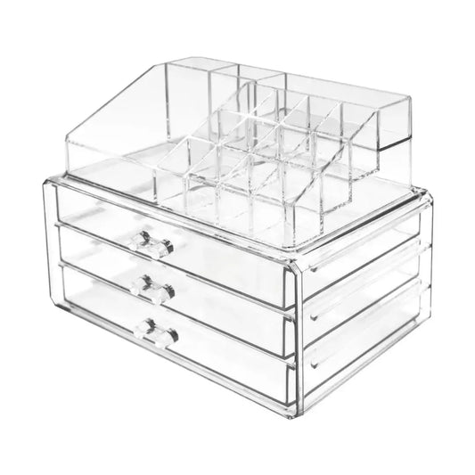 Organizador Acrílico 16 Espacios Básico + Cajonera 3 Espacios