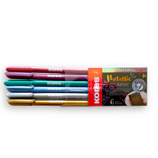 Plumones Kores Brush Metálicos C/6 Piezas