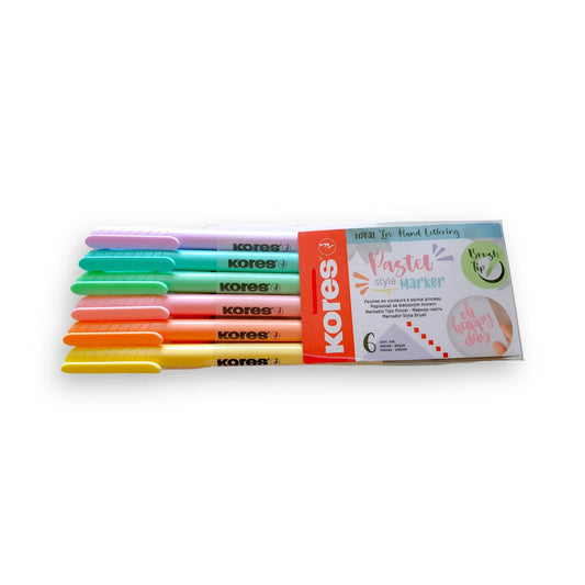 Plumones Kores Brush Pastel C/6 Piezas