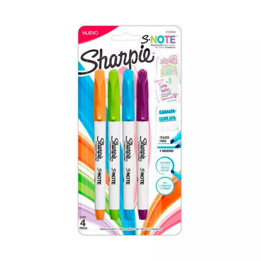 Marcatextos Sharpie S*Note Intensos C/4 Piezas