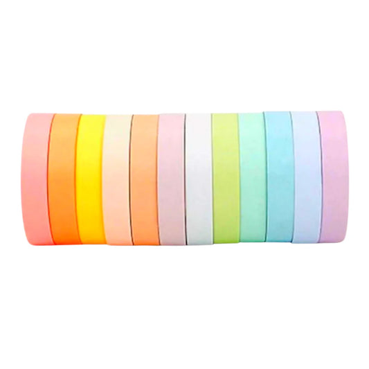 Washi Tape Arcoiris Pastel Caja con 12 Rollos Delgados