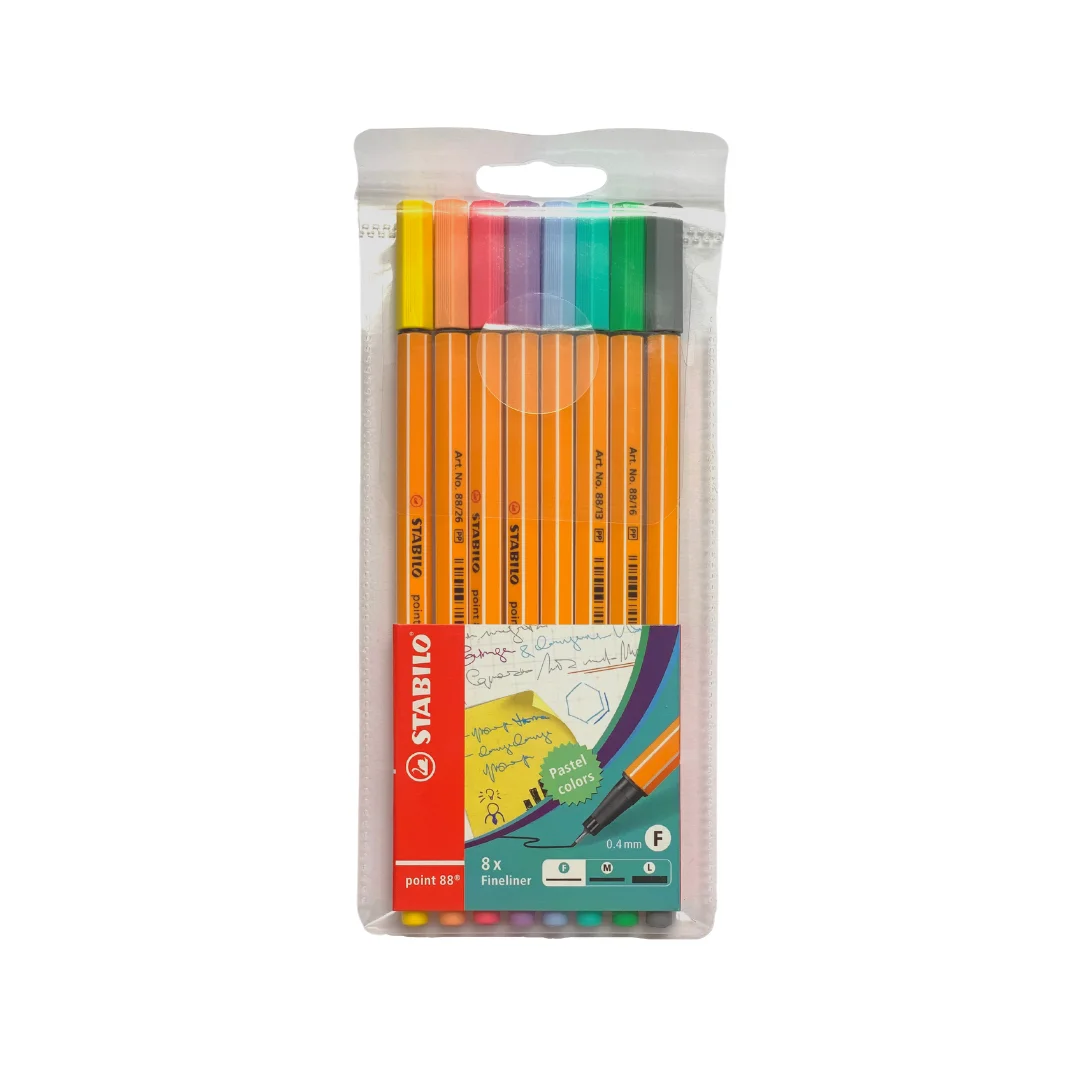 Stabilo Point 88 Pack 8 colores pastel punta fina