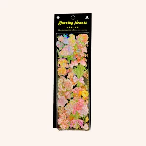 Stickers Dazzling Flowers C:3 Piezas - Flores Rosas sobre