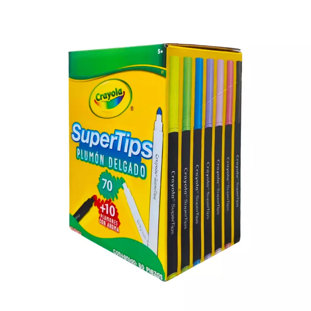 Plumón Crayola Super Tips C/70 Piezas + 10 C/ Aroma - La Niña de los  Plumones