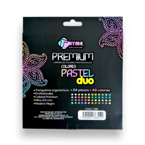 Colores Tryme Premium Pastel Duo Triangulares 4.0mm C:24 Piezas = 48 Colores_detrás